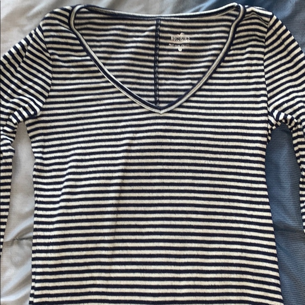 Blue & White Stripes — Long Sleeve Hollister Shirt